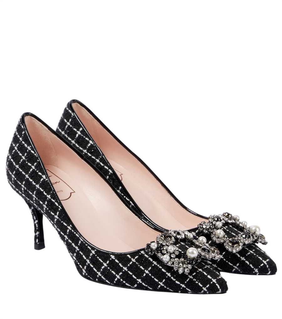 Roger Vivier Décolleté Flower Strass 65 in pelle bouclé