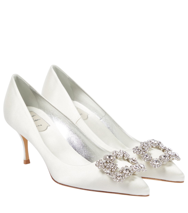 Roger Vivier Décolleté in raso decorate con strass floreali