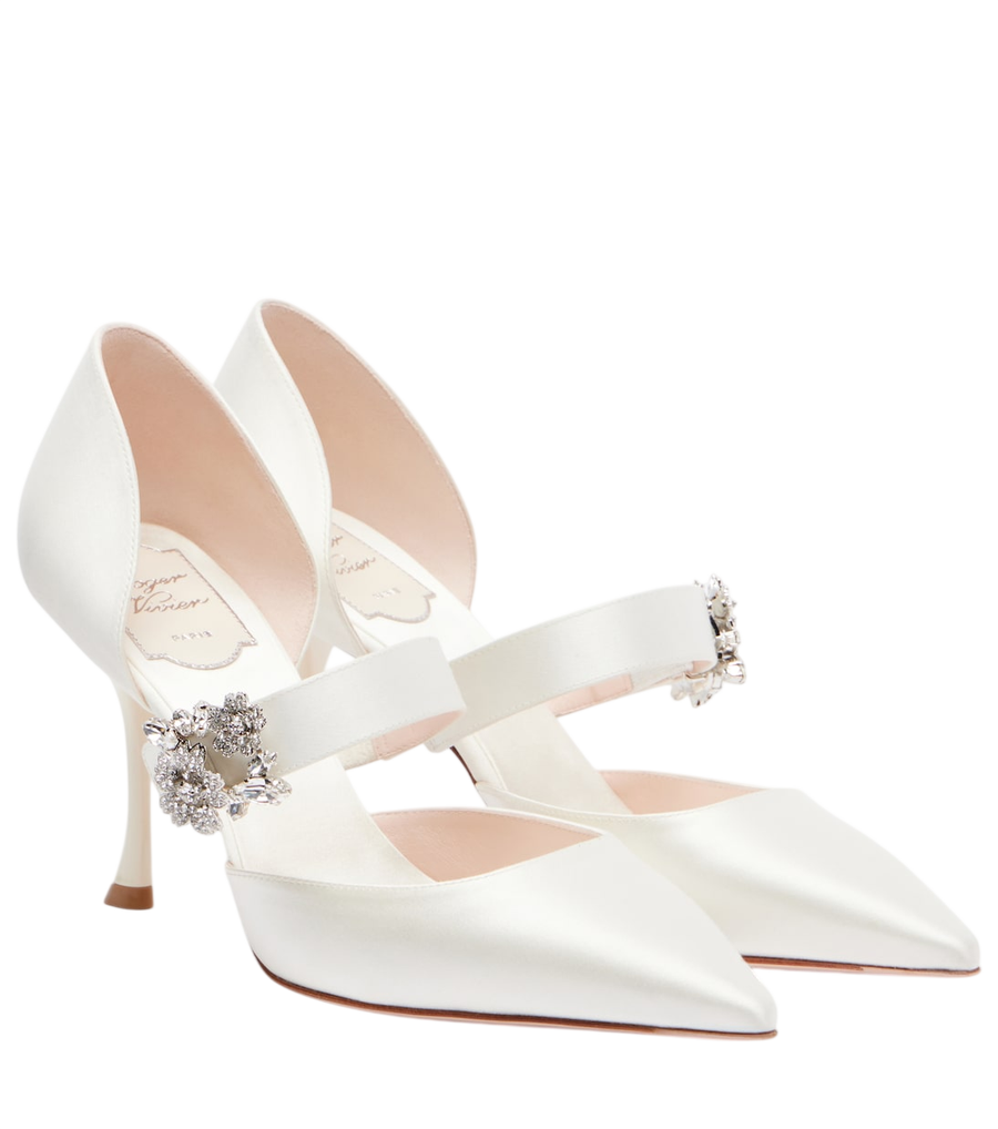 Roger Vivier Mini Bouquet sapatos de cetim com aplicações