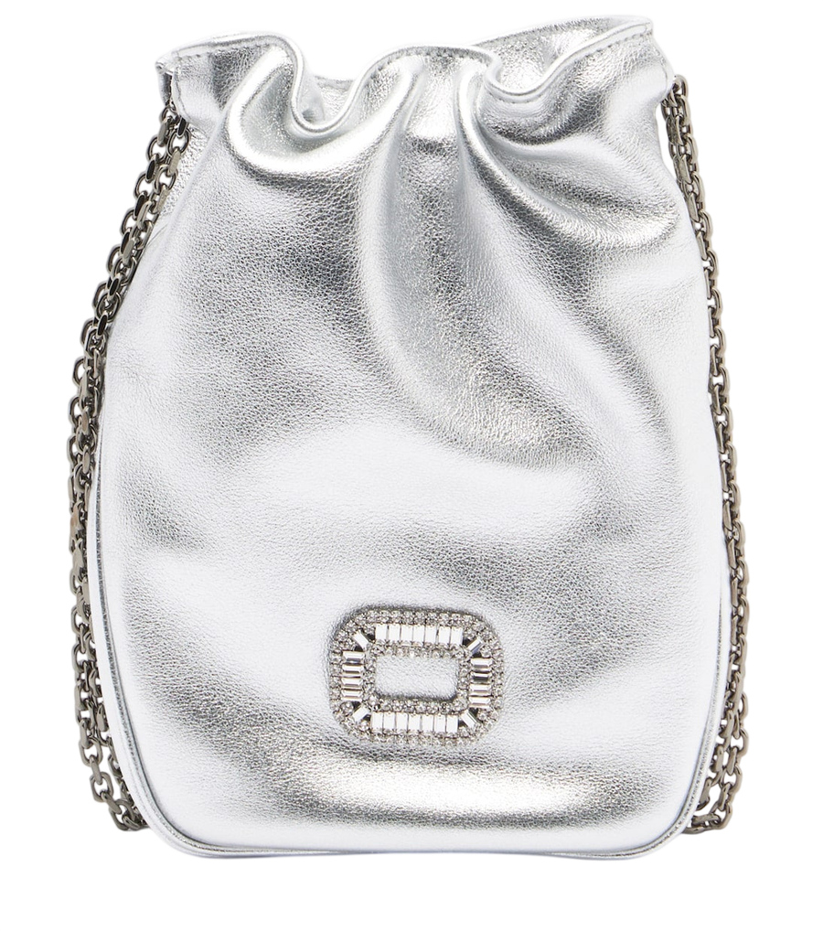 Bolso tipo cubo Pilgrim Nano de piel metalizada de Roger Vivier