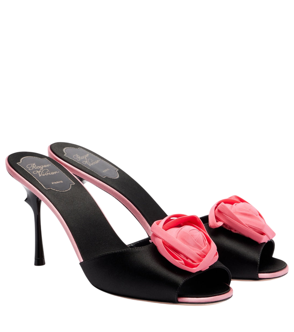 Roger Vivier Rose Vivier 85 floral satin mules