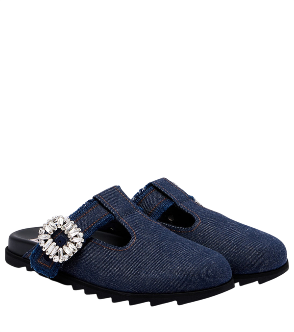 Roger Vivier Slidy Viv' embellished denim mules