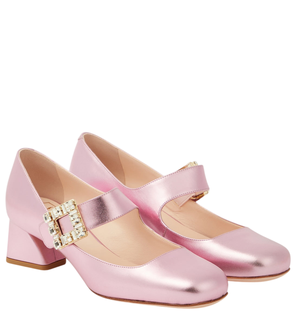Roger Vivier Décolleté Mary Jane in pelle metallizzata Very Vivier