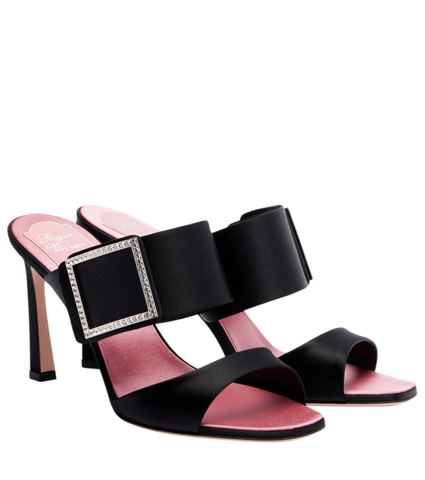 Roger Vivier Trompette 85 embellished satin mules