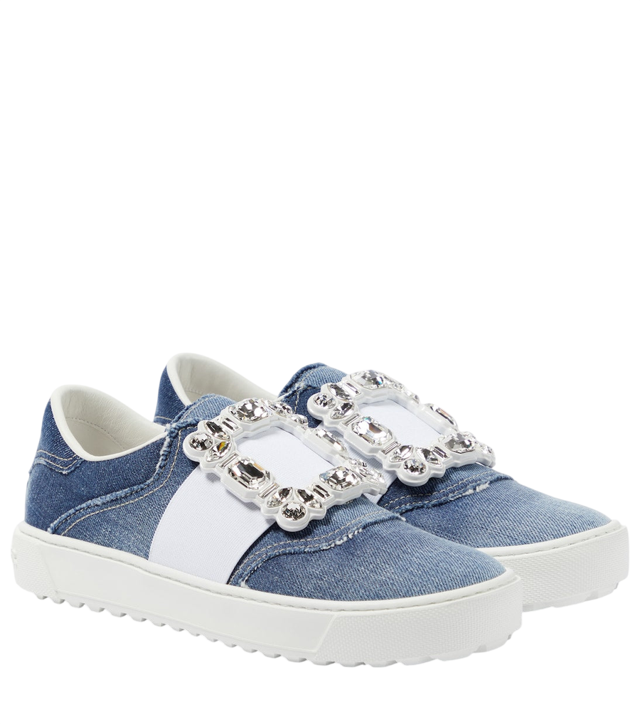 Roger Vivier Very Vivier fringed denim sneakers