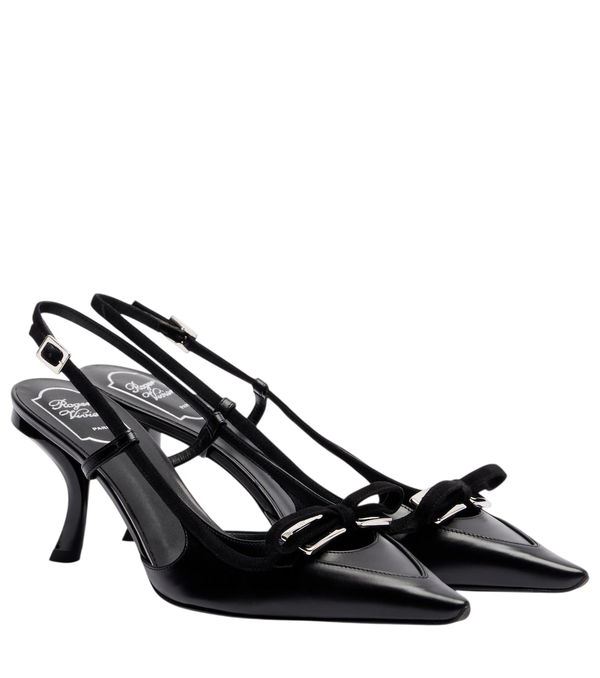 Roger Vivier Virgule 75 leather slingback pumps