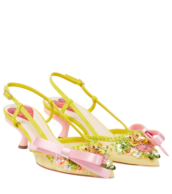 Roger Vivier Décolleté slingback in raso decorate Virgule