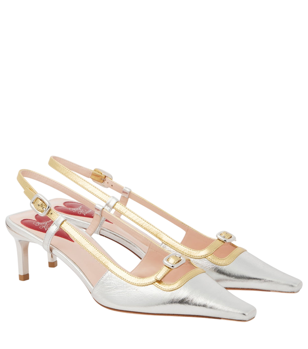 Zapatos de salón Roger Vivier Viv' Canard 55 en piel metalizada