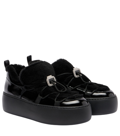 Roger Vivier Viv' Up shearling and patent leather sneakers [white-bg-v2:eeca8cc9-f493-4cc1-aeaf-71e672badf12]