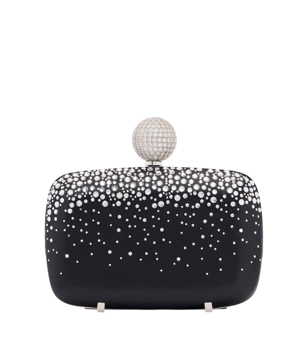 Clutch de satén con adornos Vivier Marlene de Roger Vivier