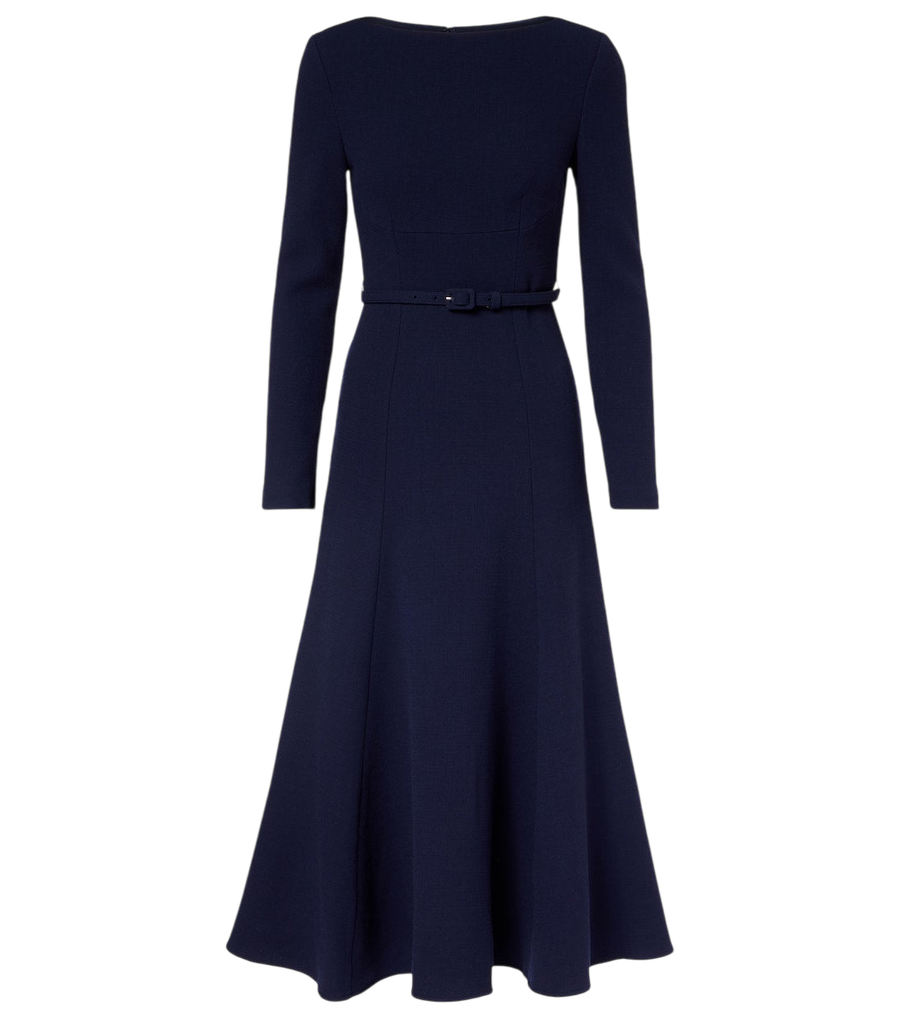 Roland Mouret Belted wool crêpe midi dress
