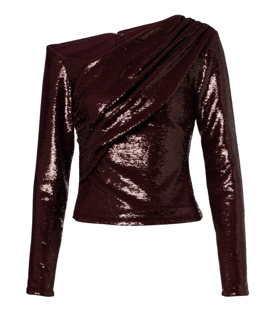 Roland Mouret Draped sequined asymmetric top