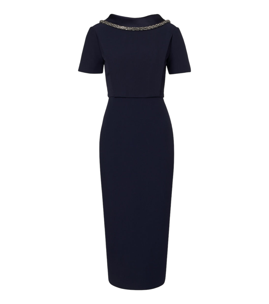 Roland Mouret Embellished crêpe midi dress