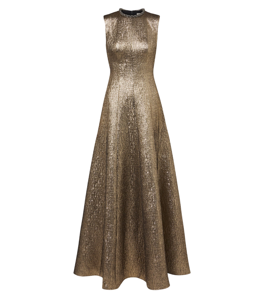 Robe longue en jacquard lamé ornée Roland Mouret