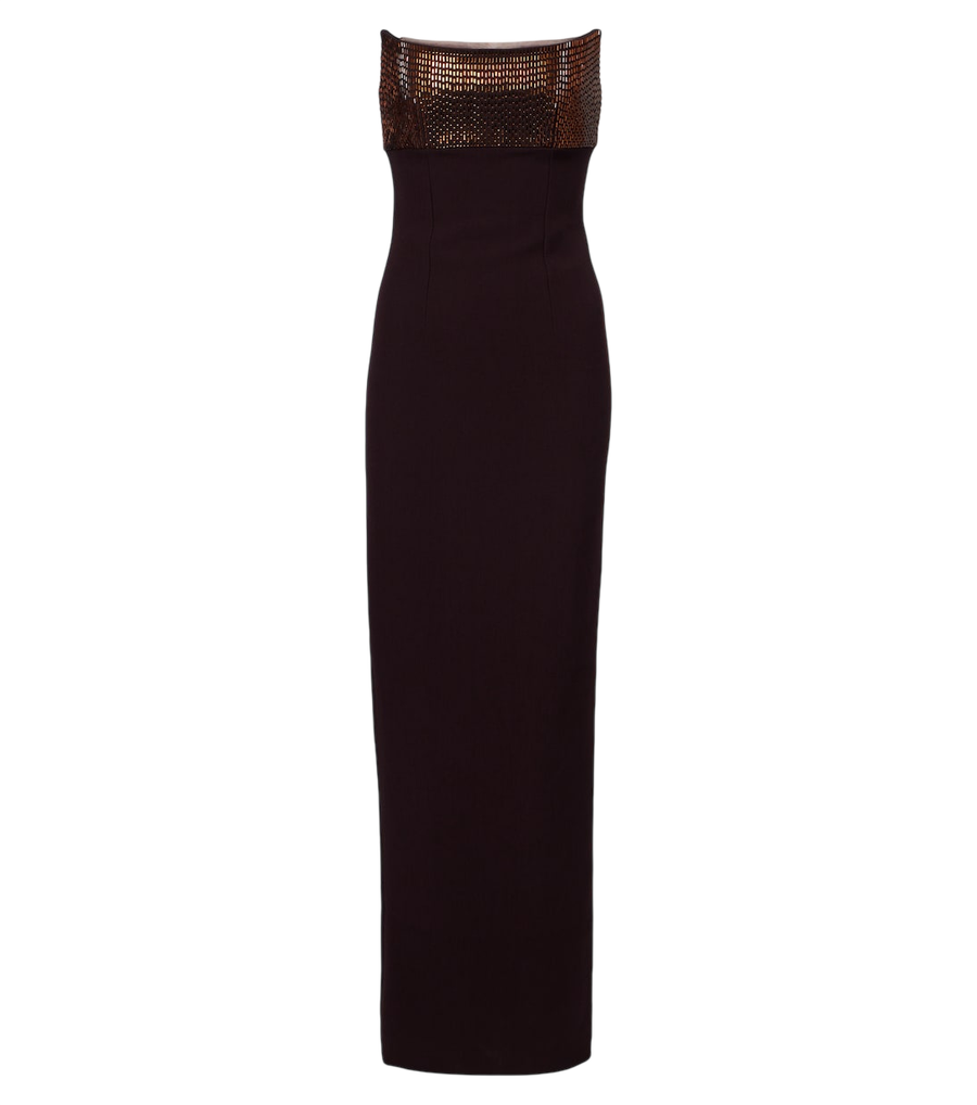 Roland Mouret Embellished paneled corset gown