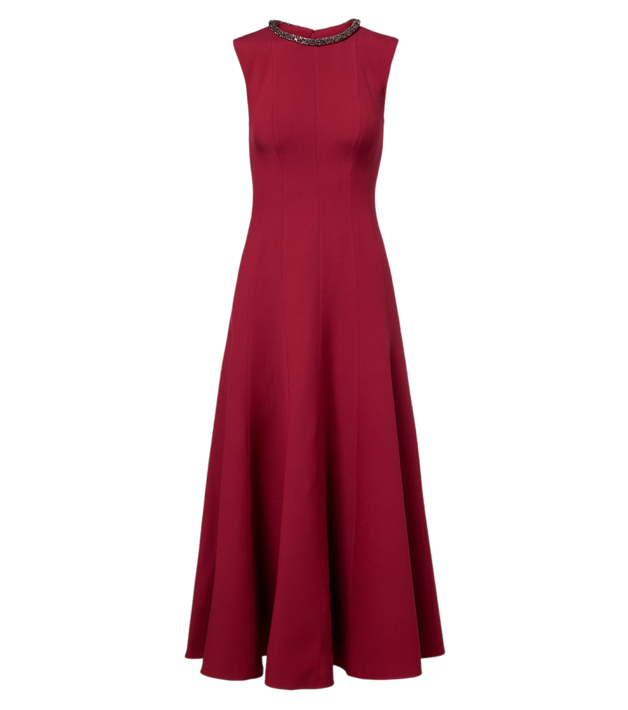 Roland Mouret Embellished wool and silk midi dress