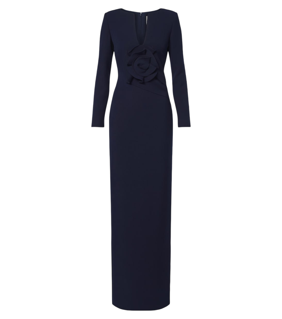 Roland Mouret Vestido de gala em crepe com aplicação floral