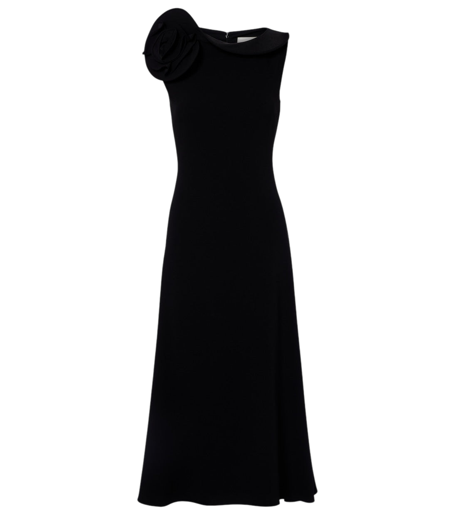 Vestido midi Roland Mouret em crepe com aplicação floral