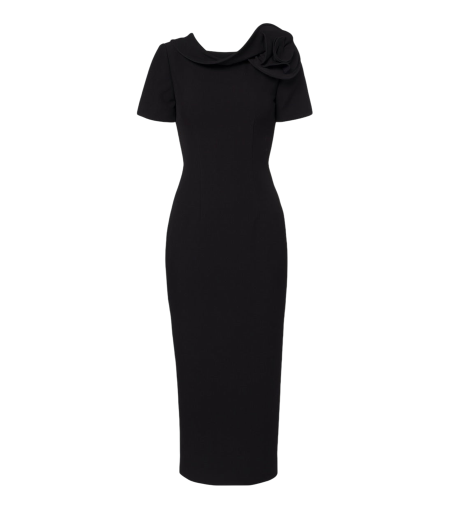 Vestido midi de crepé con aplicación floral de Roland Mouret