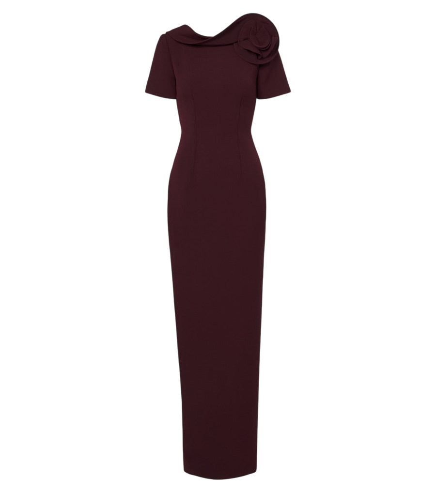 Roland Mouret Floral-appliqué crêpe midi dress