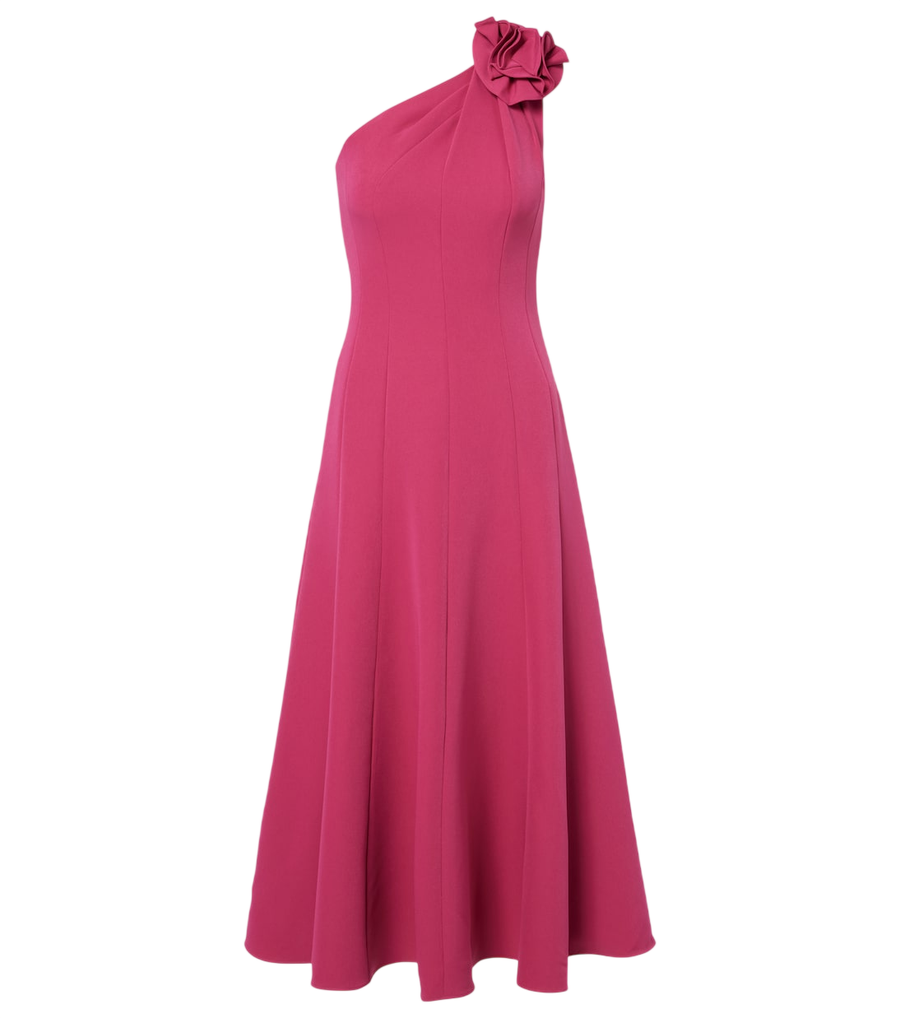Roland Mouret Floral-appliqué one-shoulder cocktail dress
