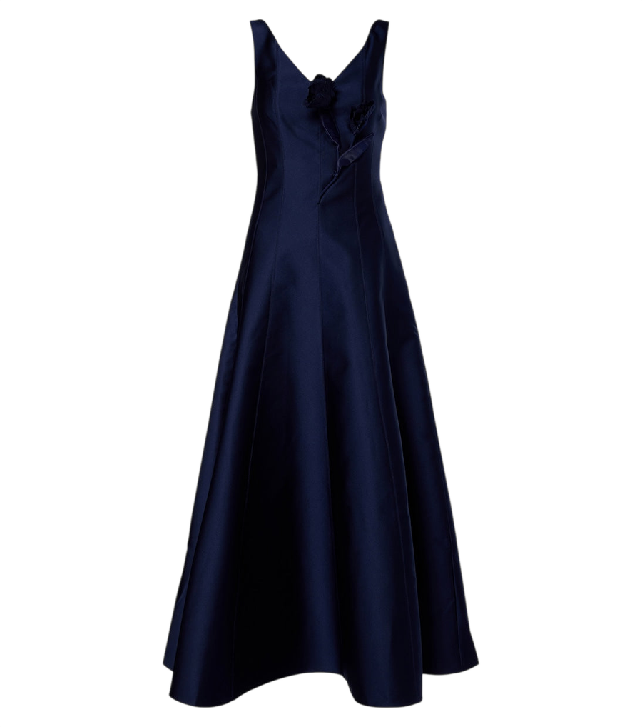Robe longue en taffetas à appliqués floraux Roland Mouret