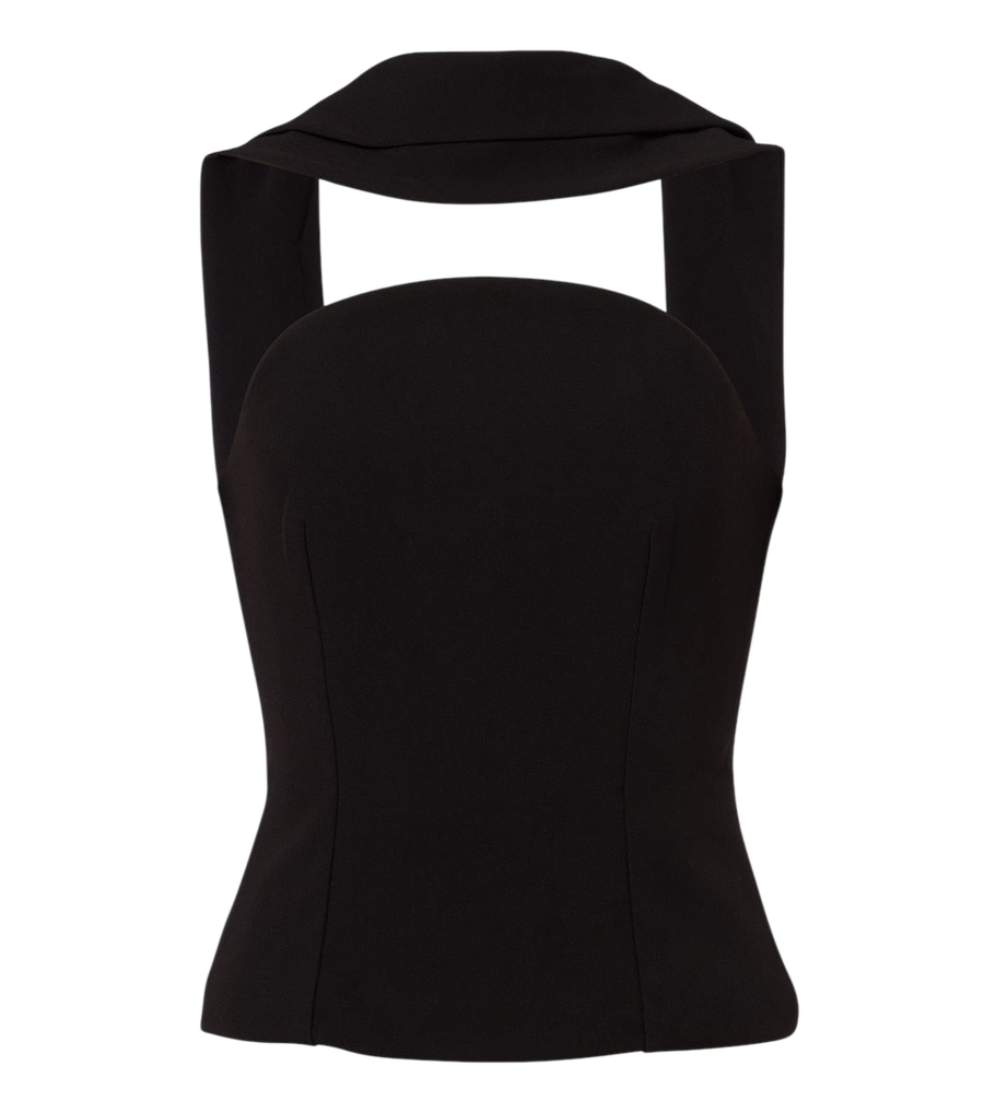 Roland Mouret Top corsetto in crepe con dettaglio a sciarpa