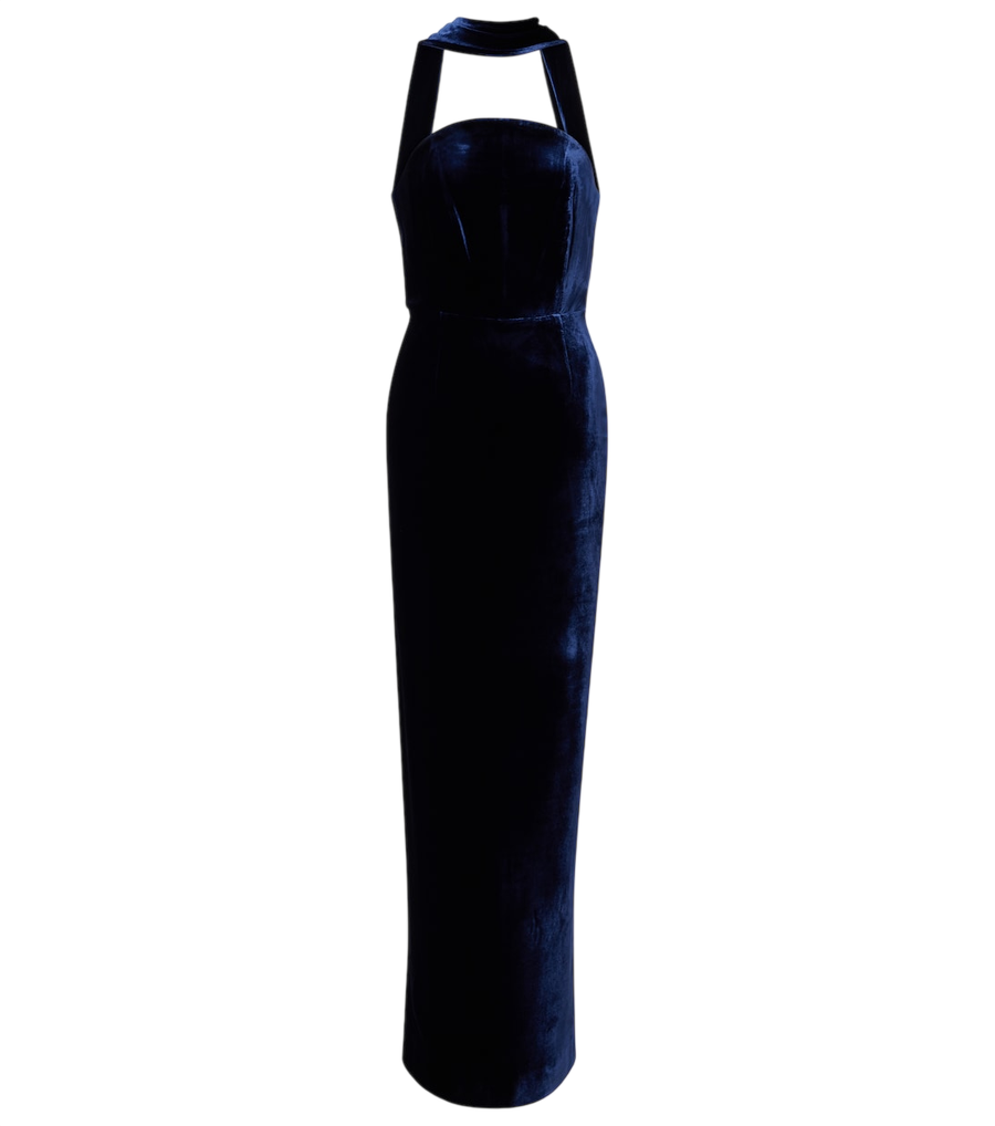 Roland Mouret Scarf-detail velvet corset gown