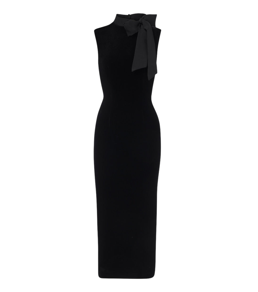 Roland Mouret Tie-neck velvet cocktail dress