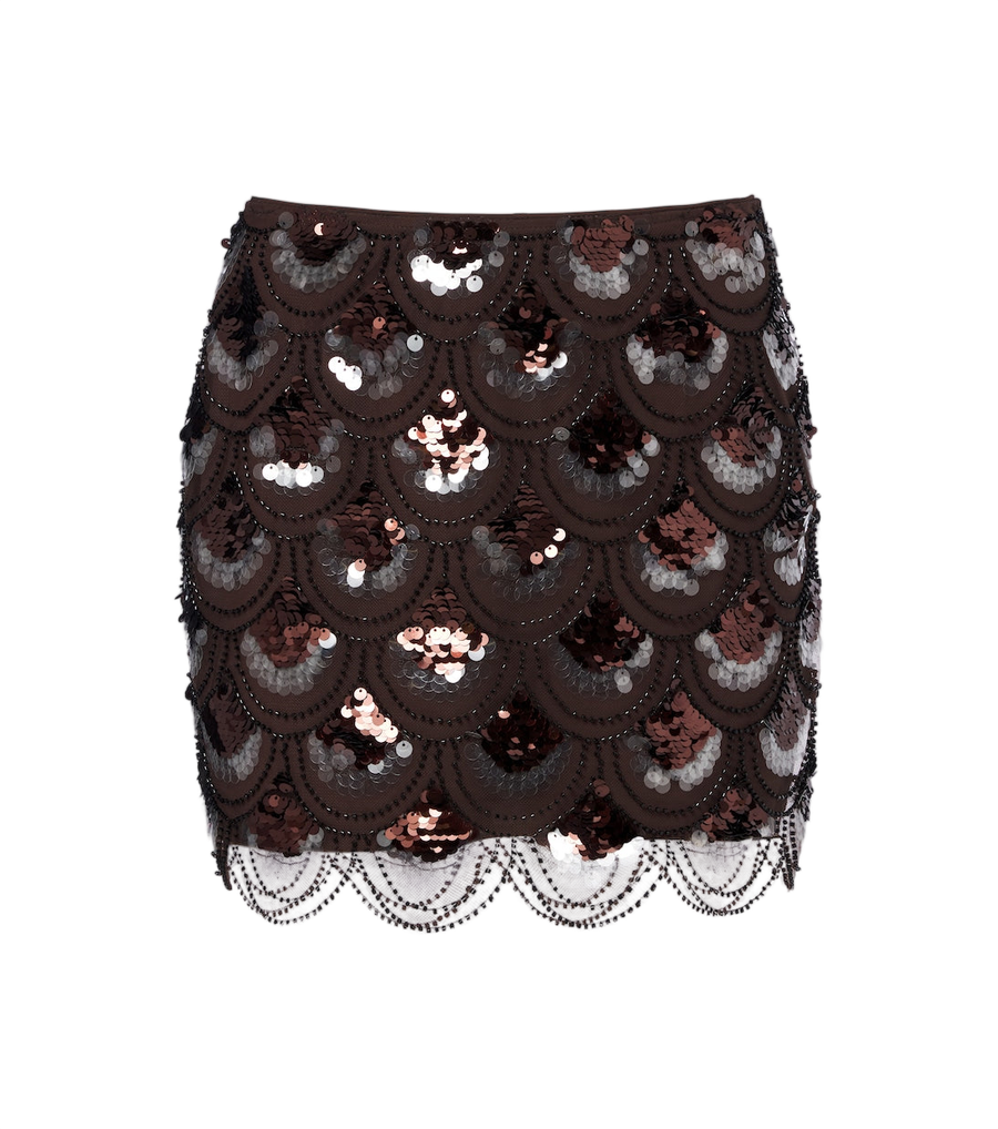 Minifalda de lentejuelas con cuentas Rotate