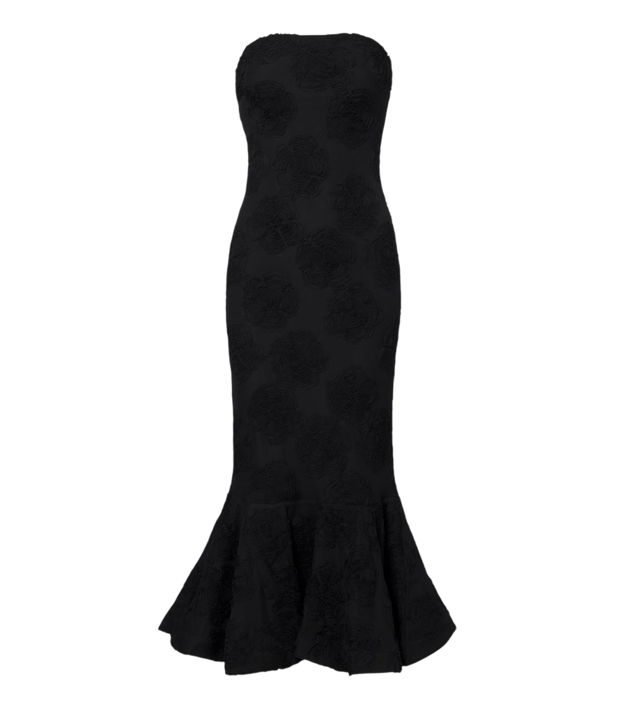 Rotate Embroidered floral mesh bustier dress