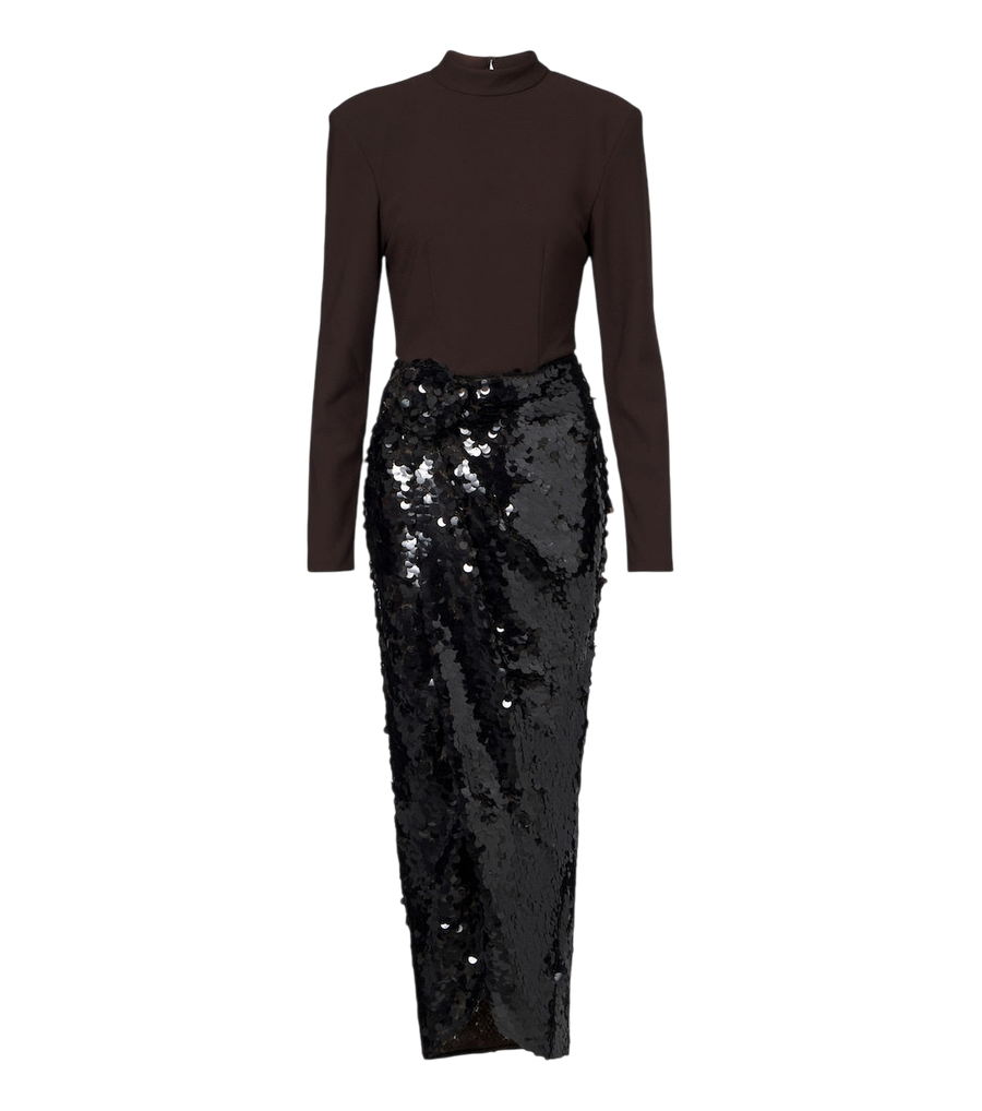 Rotate Gathered sequined cocktail dress