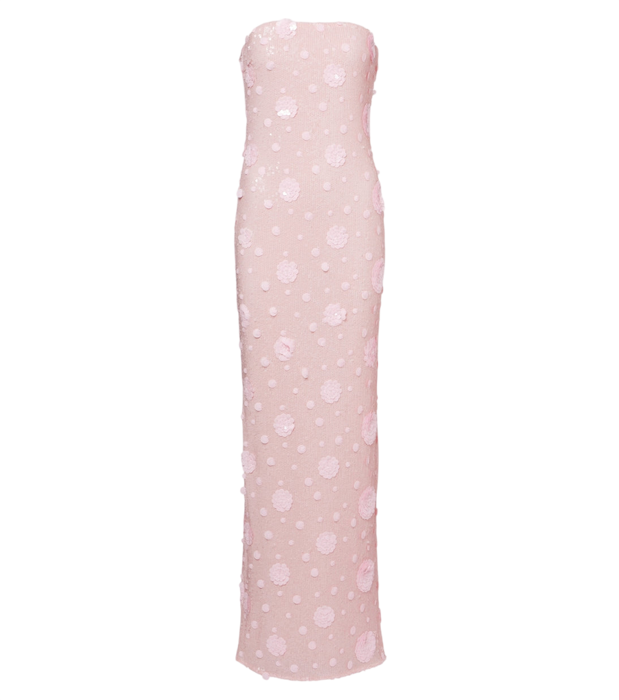 Rotate Sequined floral-appliqué gown