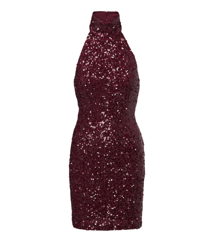 Minivestido con cuello halter y lentejuelas de Rotate