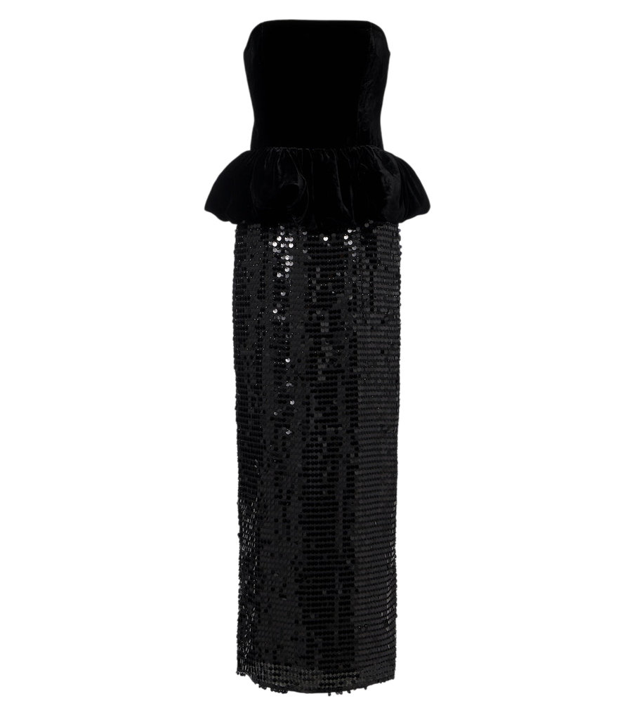Rotate Sequined peplum bustier gown