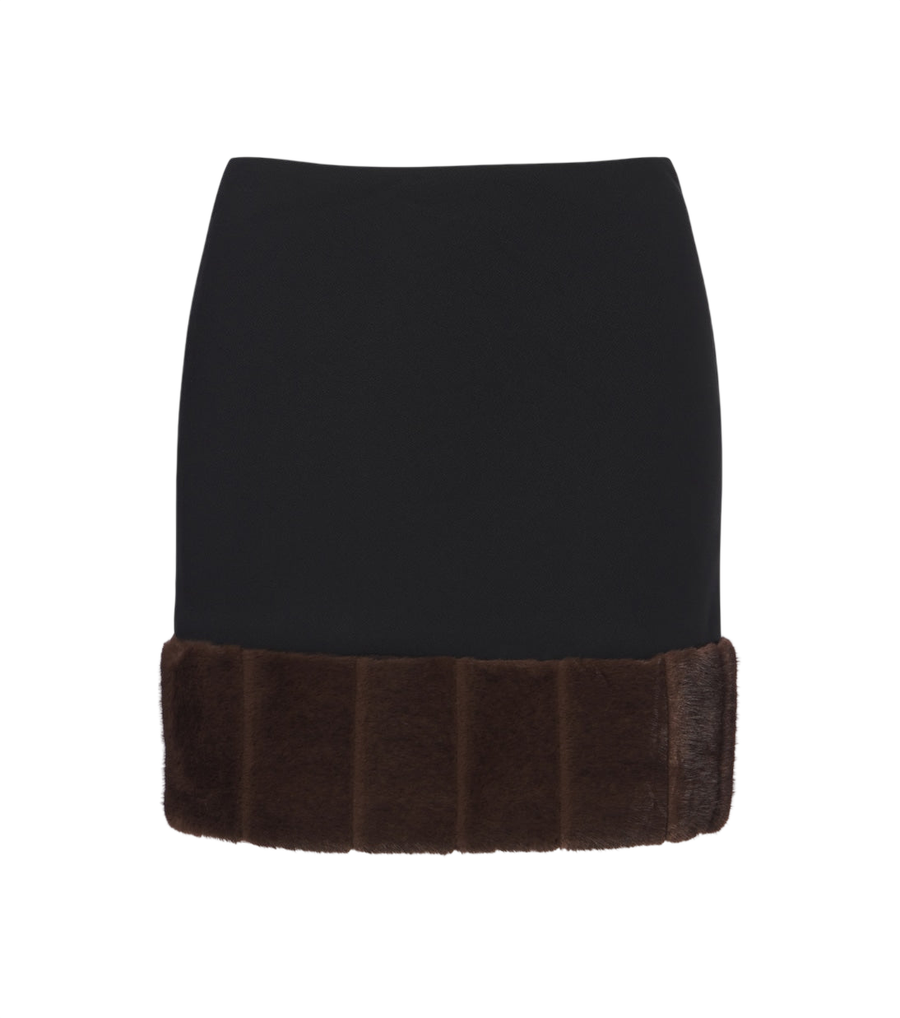 Rotate Teddy-trimmed miniskirt