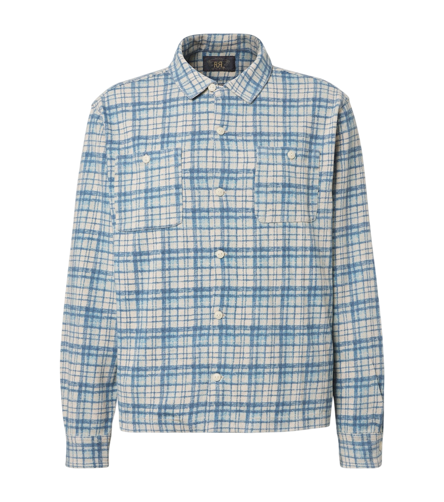 RRL Plaid cotton and linen jersey shirt
