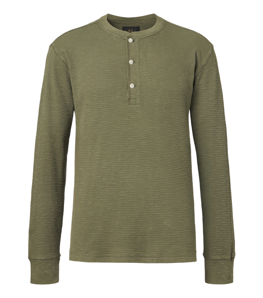 RRL Waffle-knit cotton Henley shirt