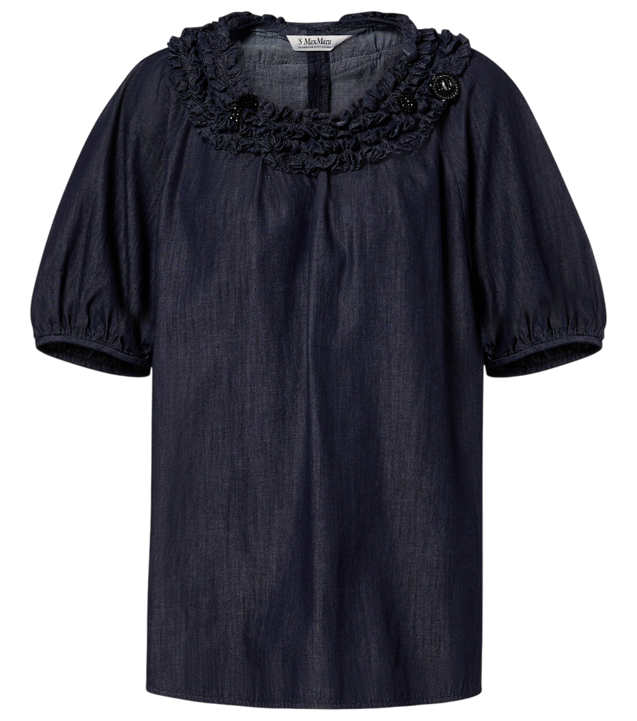 Blusa de mezclilla con volantes y adornos 'S Max Mara