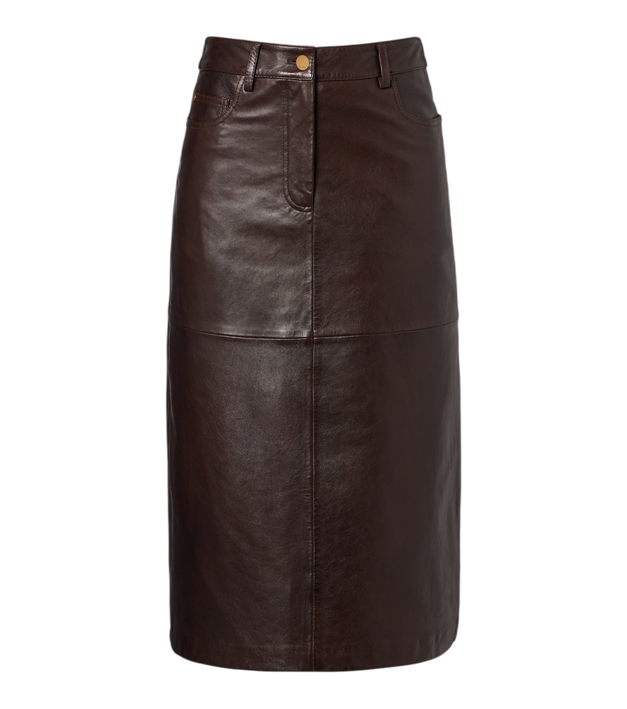 'S Max Mara Leather midi skirt