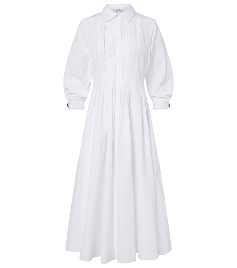 'S Max Mara Robe-chemise en popeline de coton plissée