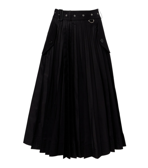 Sacai Gonna midi in gabardine di misto cotone con cintura