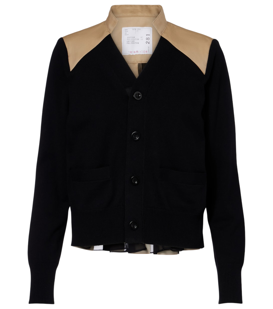Sacai Cotton-blend gabardine cardigan