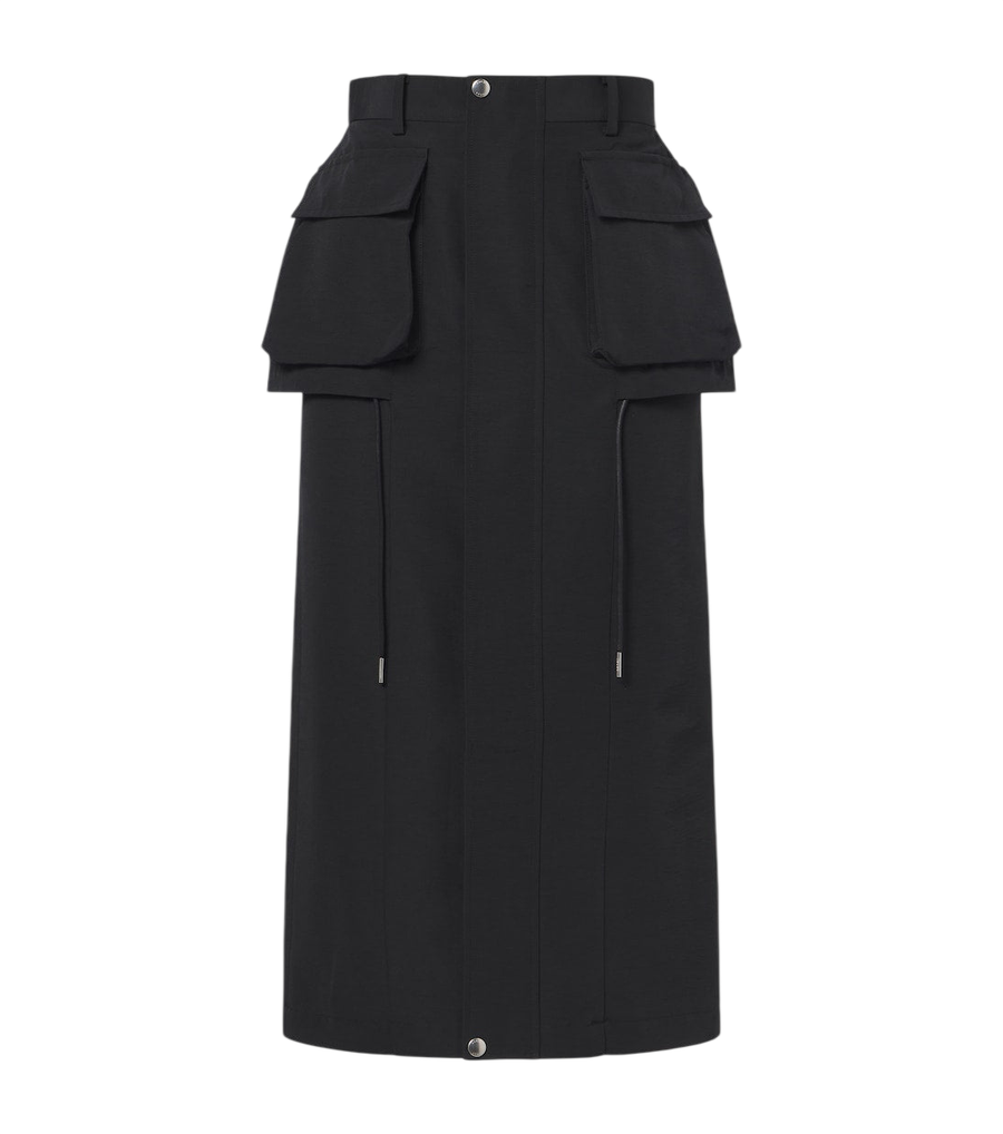 Sacai Cotton-blend zip-up midi skirt