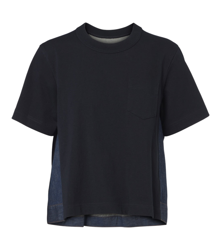 Sacai Cotton jersey and denim T-shirt