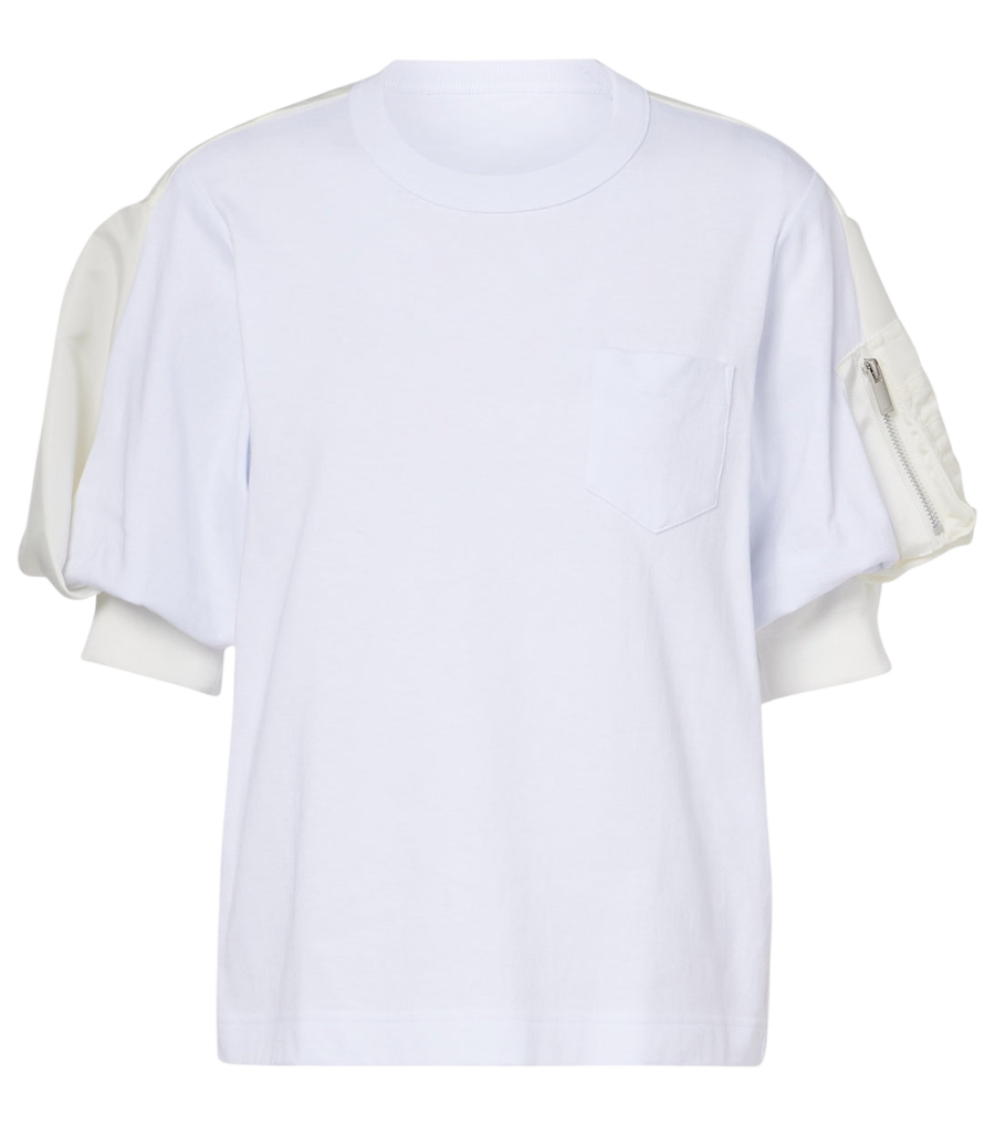 Sacai Cotton jersey and twill T-shirt
