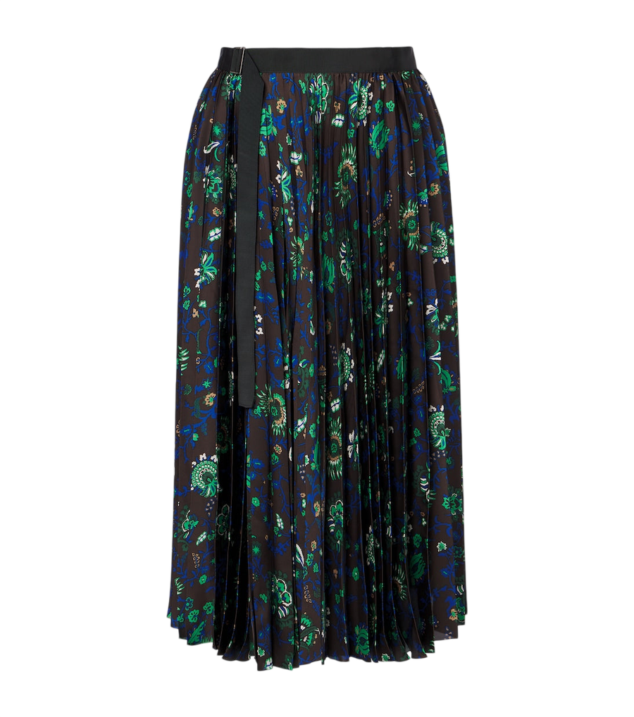 Sacai Floral plissé midi skirt