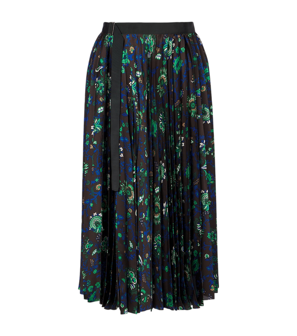 Jupe midi plissée à motif floral Sacai
