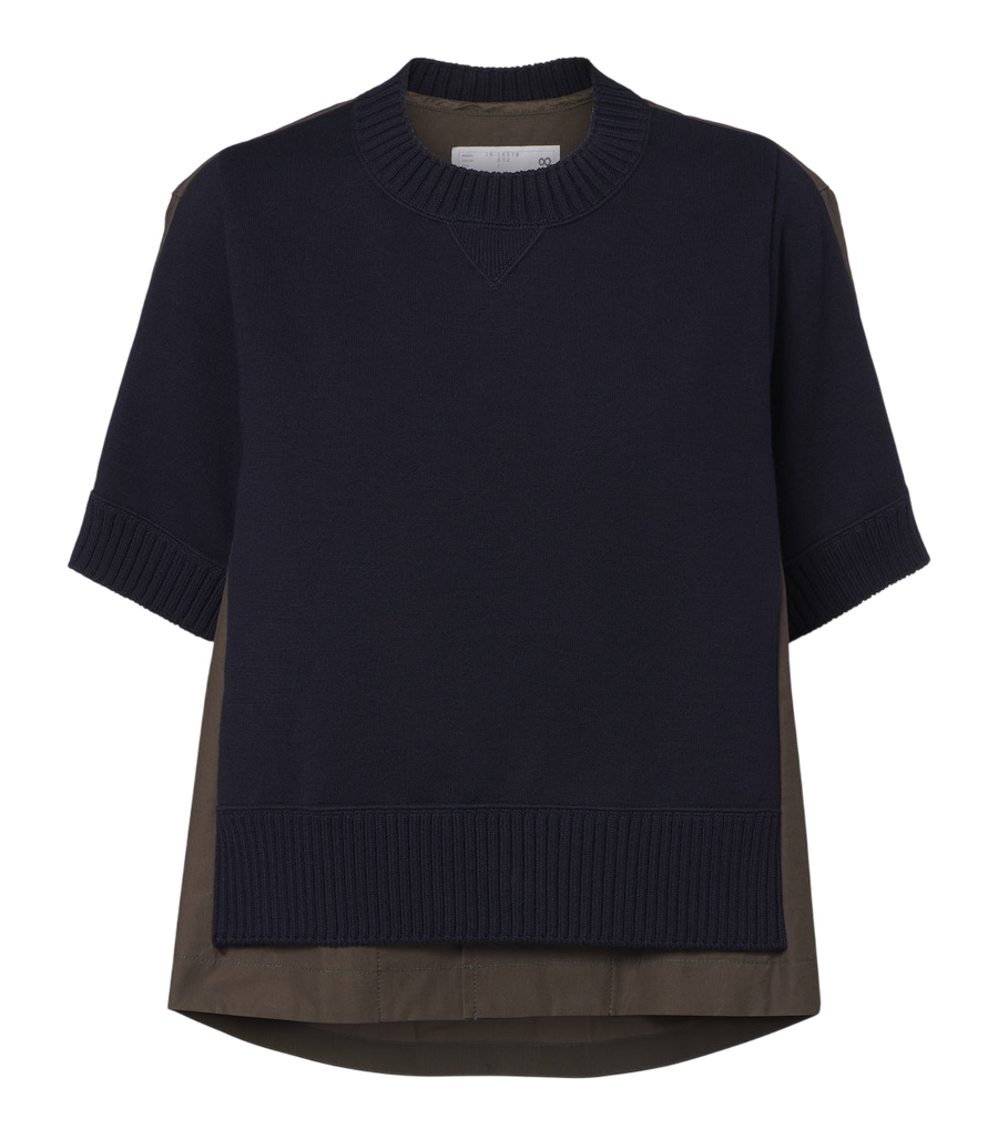 Sacai Knitted cotton and cashmere-blend top