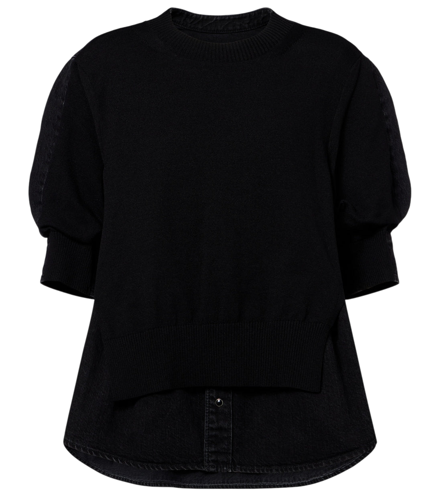 Sacai Layered cotton-blend sweater